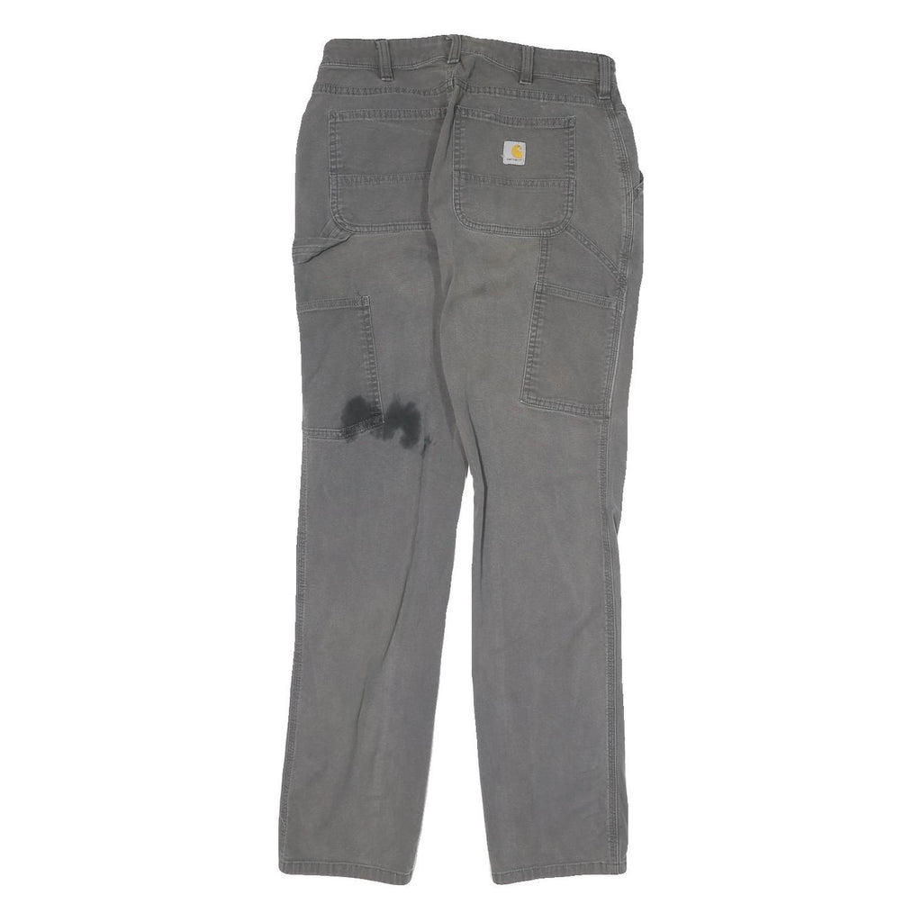 CARHARTT Womens Cotton Blend Grey Regular Straight Trousers W26 L29 Zip Closure