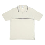 ADIDAS Mens Cream Polo Shirt L Cotton Short Sleeve Striped Casual Sportswear