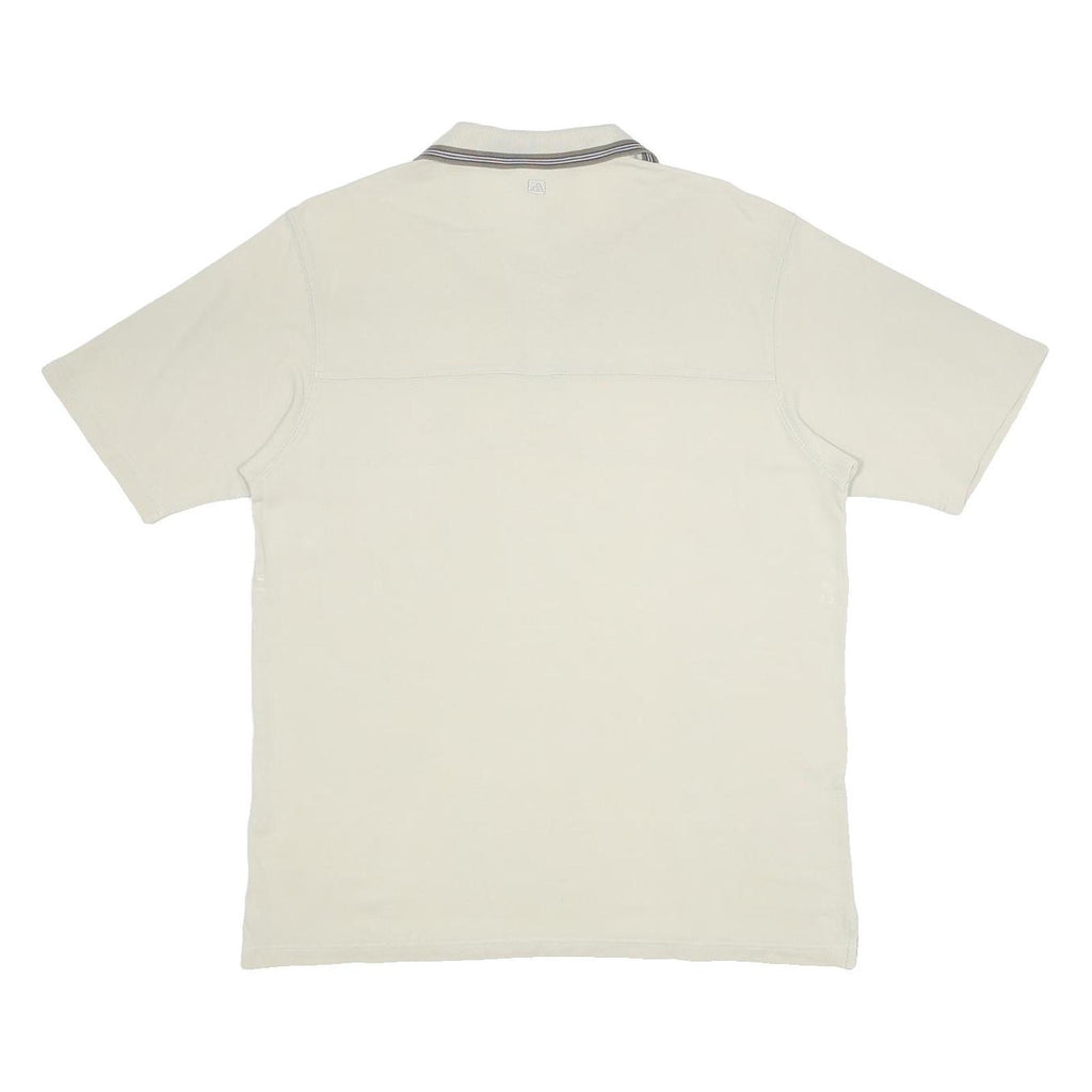 ADIDAS Mens Cream Polo Shirt L Cotton Short Sleeve Striped Casual Sportswear