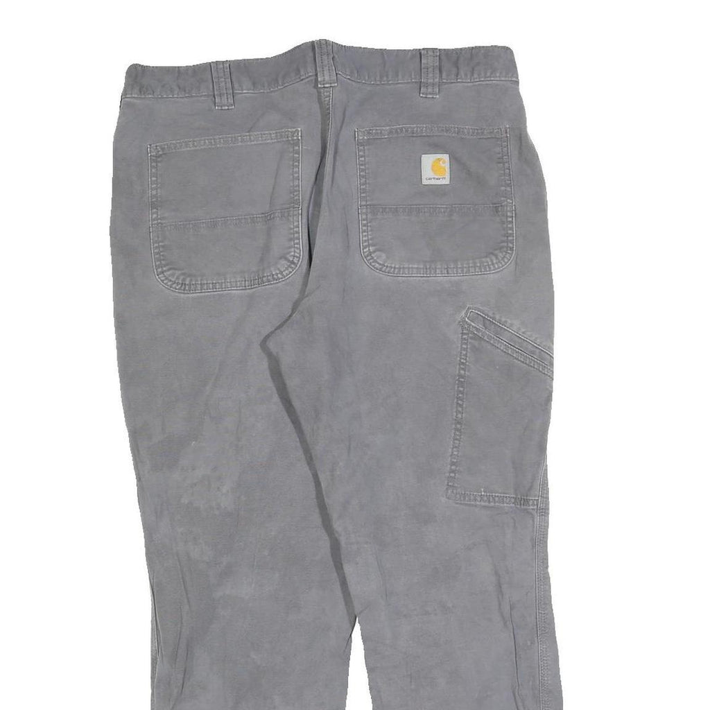 CARHARTT Mens Relaxed Grey Jeans Cotton Blend Zip W36 L30 Workwear Casual