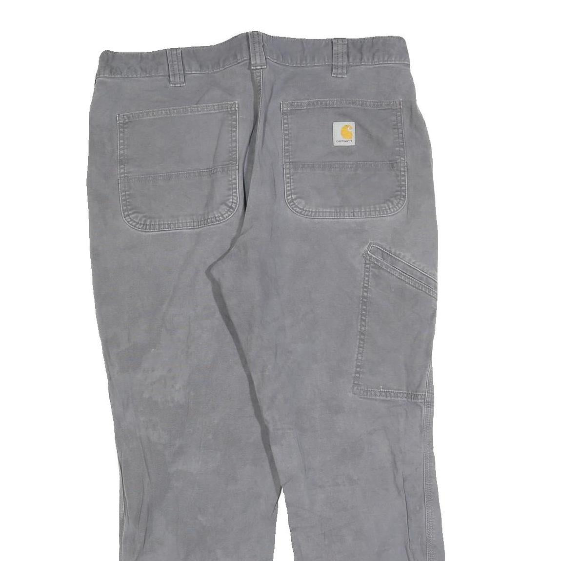 CARHARTT Mens Relaxed Grey Jeans Cotton Blend Zip W36 L30 Workwear Casual