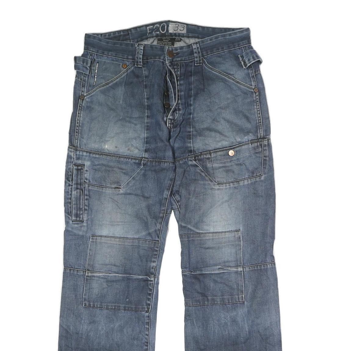 F20 Mens Jeans Blue Regular Straight Denim Medium W32 L28 Button Closure