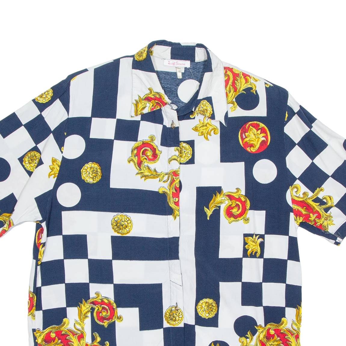 Womens Printed Blouse Blue Crazy Pattern UK 14