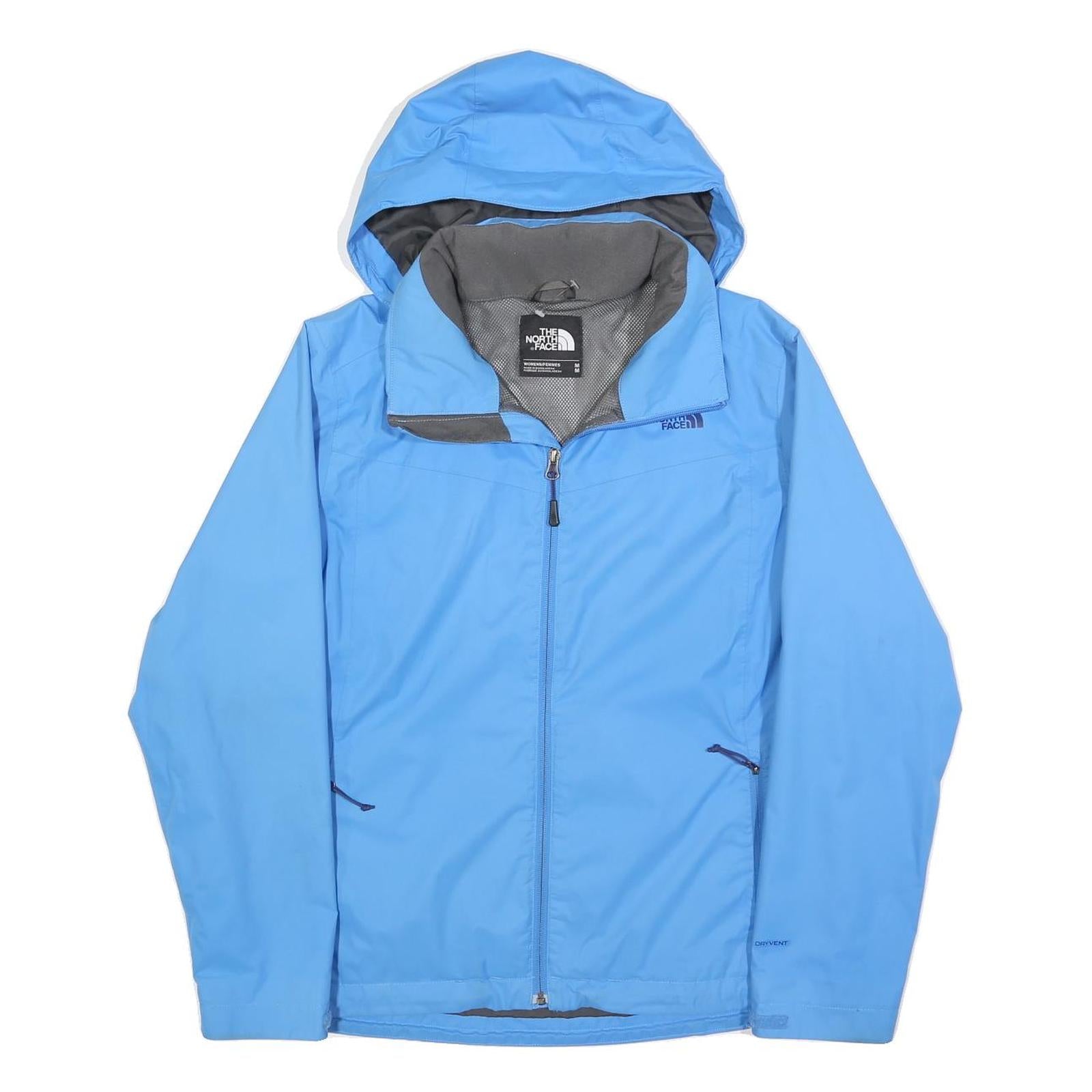THE NORTH FACE Womens Blue Outdoor Jacket M Polyester Zip Hooded Plain Casual