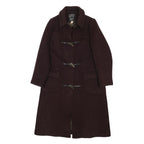 GLOVERALL Womens Maroon Wool Blend Duffle Coat S Woven Button Closure Classic