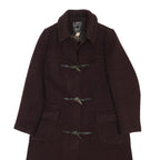 GLOVERALL Womens Maroon Wool Blend Duffle Coat S Woven Button Closure Classic