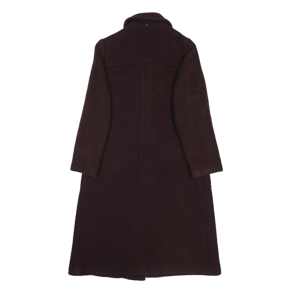 GLOVERALL Womens Maroon Wool Blend Duffle Coat S Woven Button Closure Classic