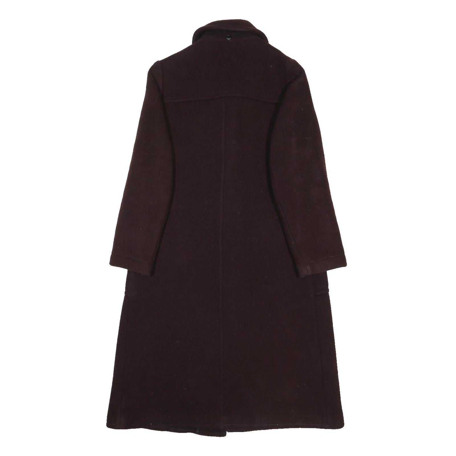 GLOVERALL Womens Maroon Wool Blend Duffle Coat S Woven Button Closure Classic