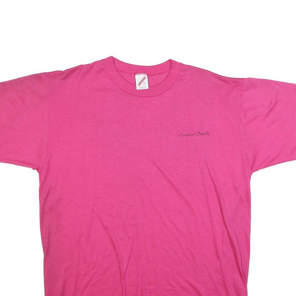 JERZEES Mens Pink XL Graphic T-Shirt Short Sleeve Crew Neck Family Reunion