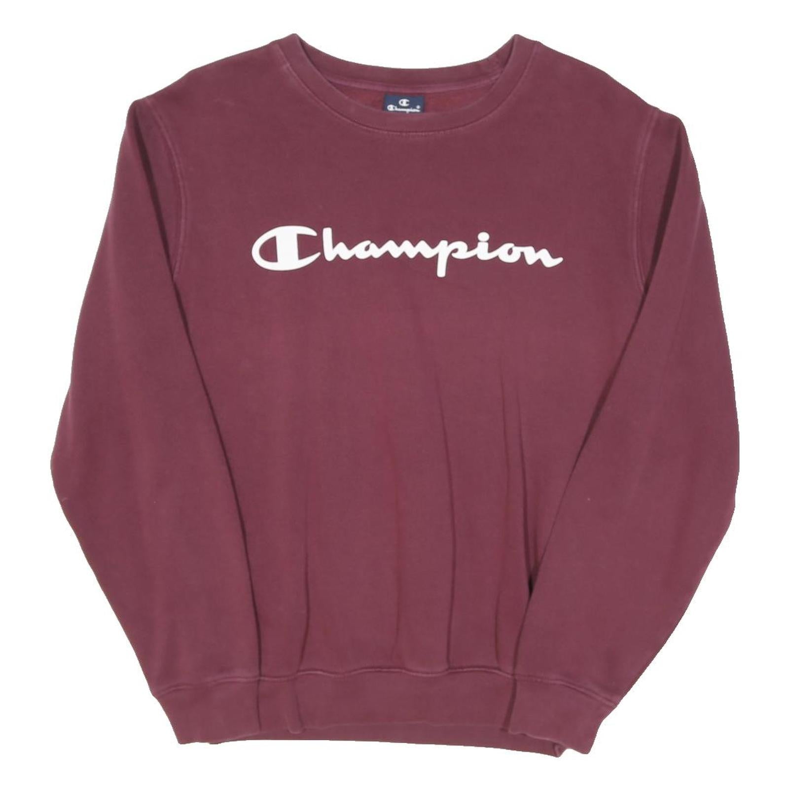 CHAMPION Womens Maroon Crew Neck S Cotton Blend Pullover Sweatshirt
