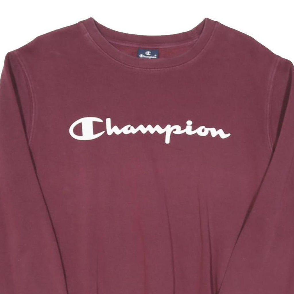 CHAMPION Womens Maroon Crew Neck S Cotton Blend Pullover Sweatshirt