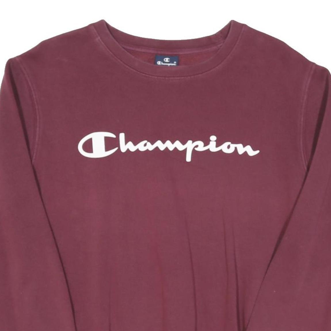 CHAMPION Womens Maroon Crew Neck S Cotton Blend Pullover Sweatshirt