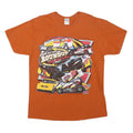 GILDAN Mens Orange Dirtcar Roundup Graphic T-Shirt L Short Sleeve Crew Neck