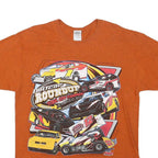 GILDAN Mens Orange Dirtcar Roundup Graphic T-Shirt L Short Sleeve Crew Neck