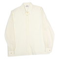 VALENTINE Womens Cream Shirt Long Sleeve Collared Plain M Classic Elegant Top