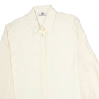 VALENTINE Womens Cream Shirt Long Sleeve Collared Plain M Classic Elegant Top