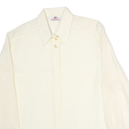 VALENTINE Womens Cream Shirt Long Sleeve Collared Plain M Classic Elegant Top