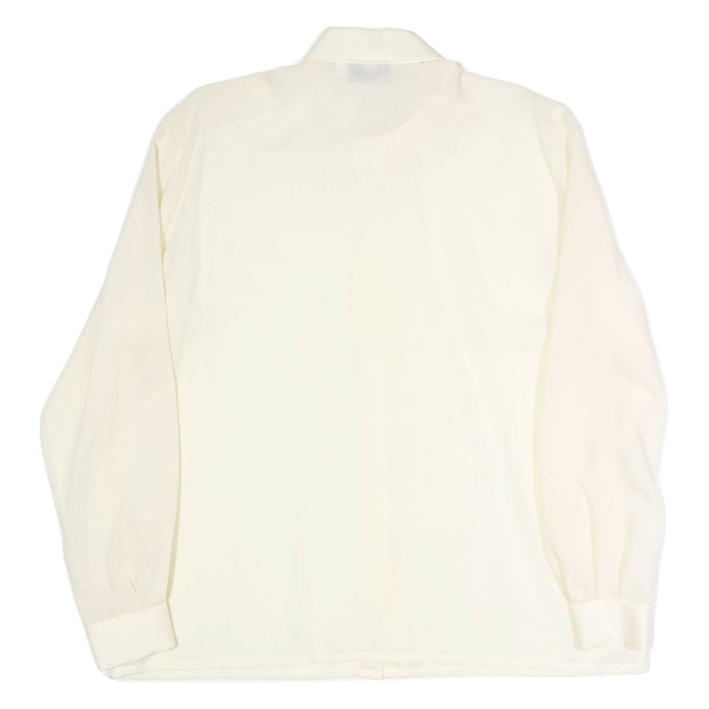 VALENTINE Womens Cream Shirt Long Sleeve Collared Plain M Classic Elegant Top