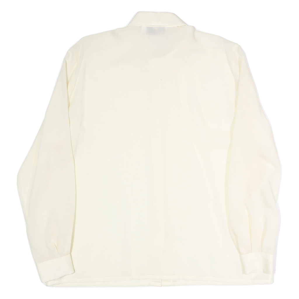 VALENTINE Womens Cream Shirt Long Sleeve Collared Plain M Classic Elegant Top