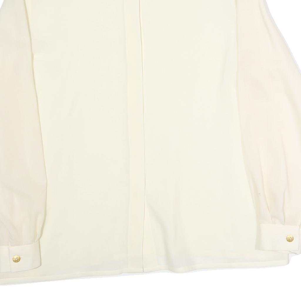 VALENTINE Womens Cream Shirt Long Sleeve Collared Plain M Classic Elegant Top