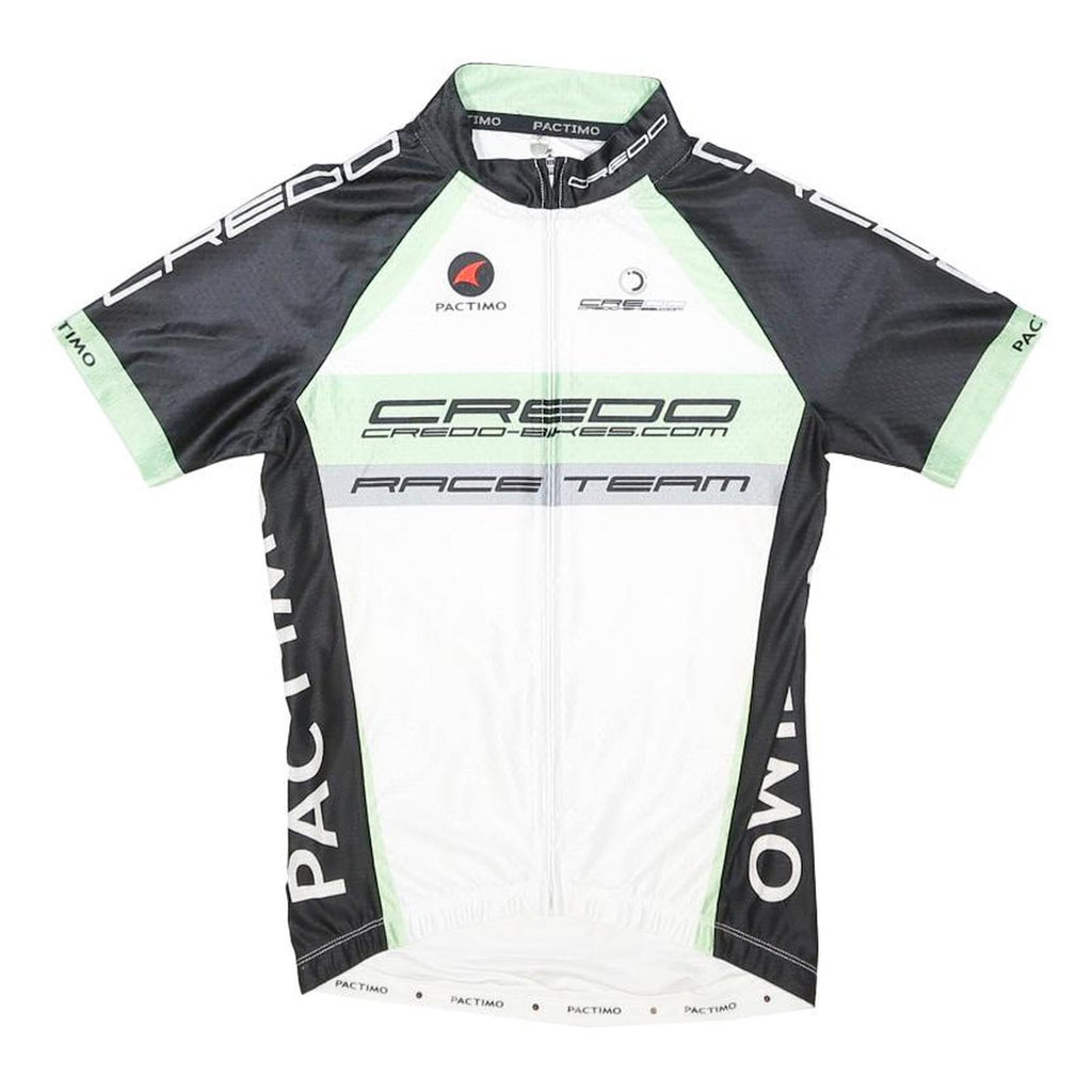 PACTIMO Mens Black & White Credo Race Team T-Shirt S Short Sleeve Crew Neck
