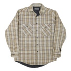 DAVID TAYLOR Mens Beige & Brown Check Shirt S Cotton Blend Casual Long Sleeve