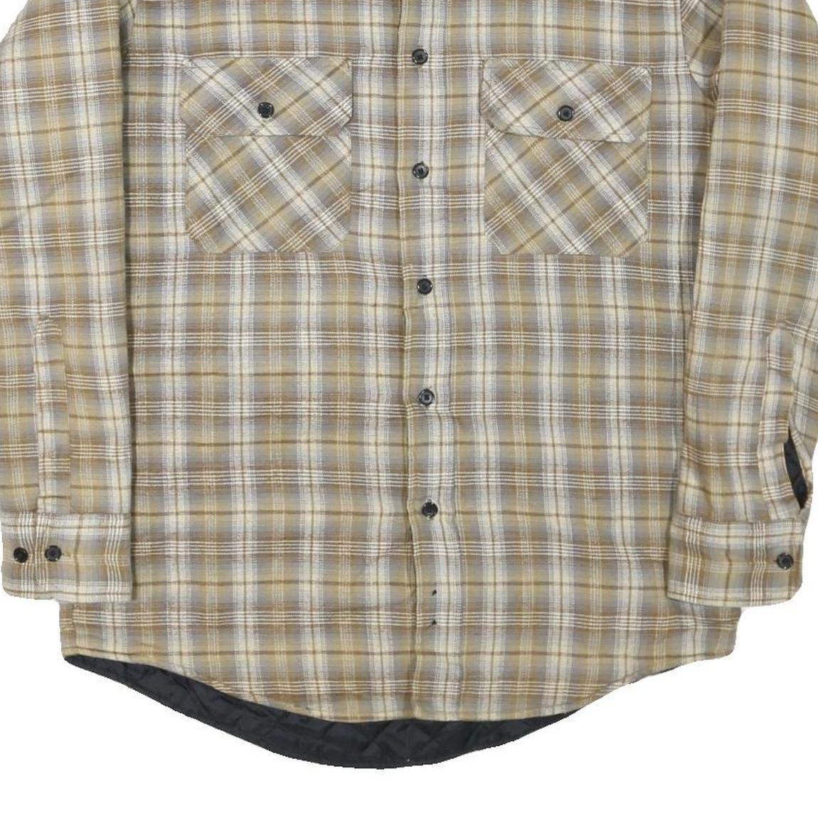 DAVID TAYLOR Mens Beige & Brown Check Shirt S Cotton Blend Casual Long Sleeve