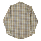 DAVID TAYLOR Mens Beige & Brown Check Shirt S Cotton Blend Casual Long Sleeve
