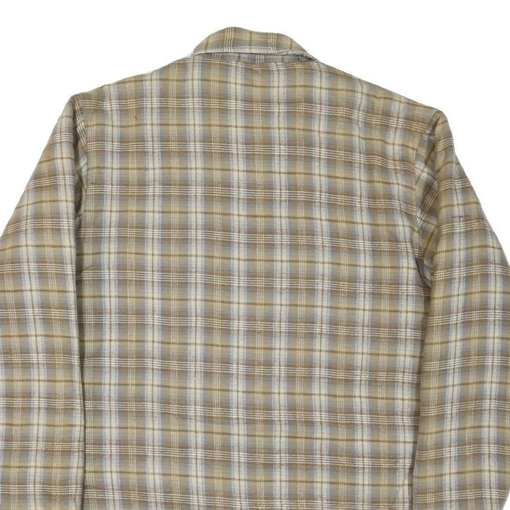 DAVID TAYLOR Mens Beige & Brown Check Shirt S Cotton Blend Casual Long Sleeve