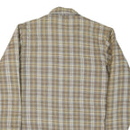 DAVID TAYLOR Mens Beige & Brown Check Shirt S Cotton Blend Casual Long Sleeve
