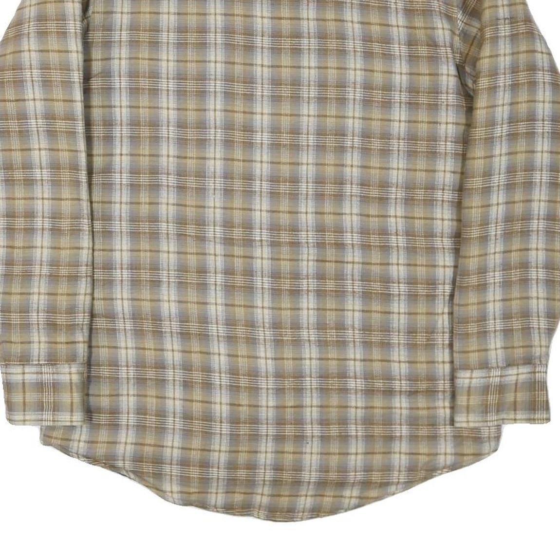 DAVID TAYLOR Mens Beige & Brown Check Shirt S Cotton Blend Casual Long Sleeve