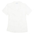 IMPRESSIONS Petite Womens Blouse Shirt Cream Collared 90s S