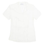 IMPRESSIONS Petite Womens Blouse Shirt Cream Collared 90s S