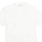 IMPRESSIONS Petite Womens Blouse Shirt Cream Collared 90s S