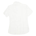 IMPRESSIONS Petite Womens Blouse Shirt Cream Collared 90s S