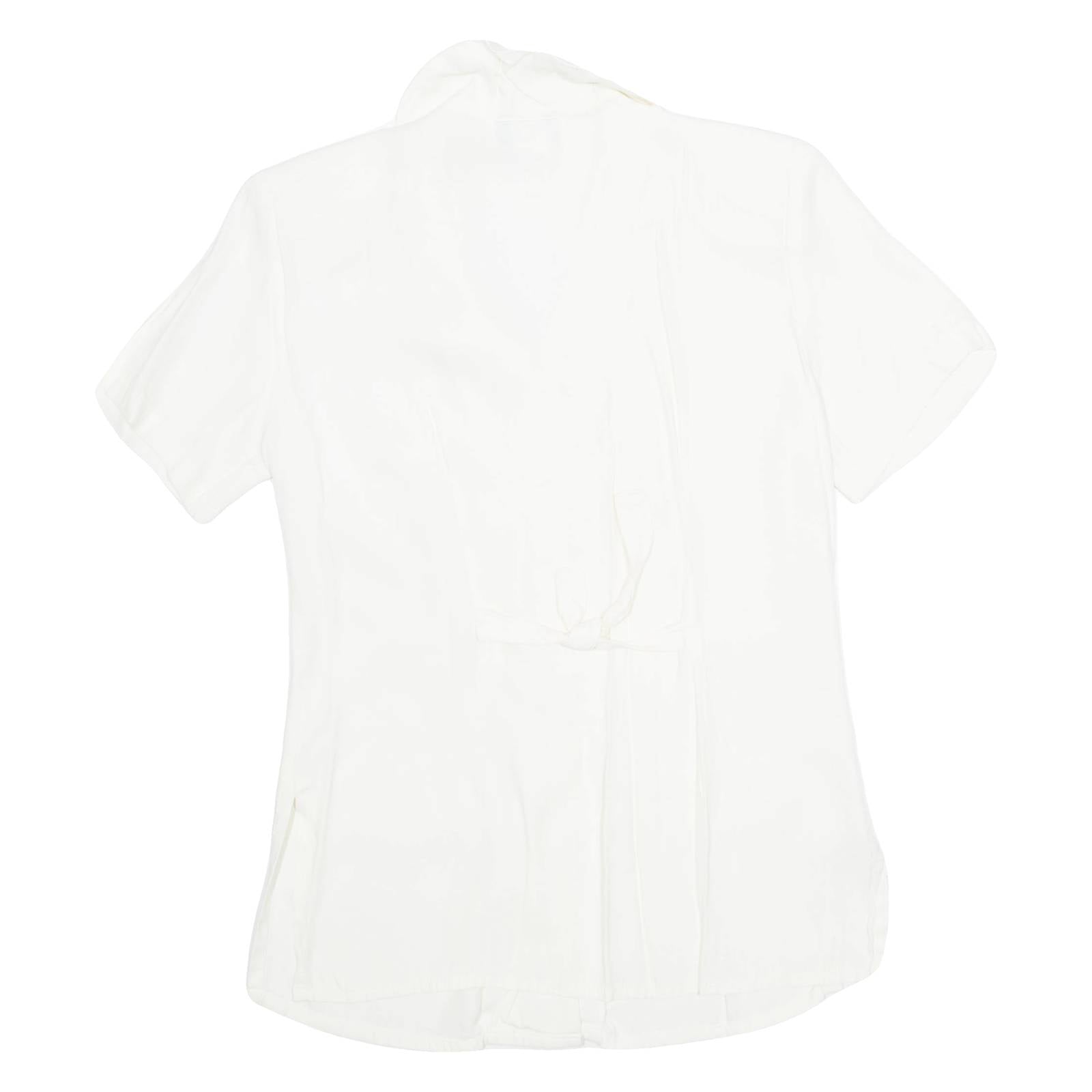 IMPRESSIONS Petite Womens Blouse Shirt Cream Collared 90s S
