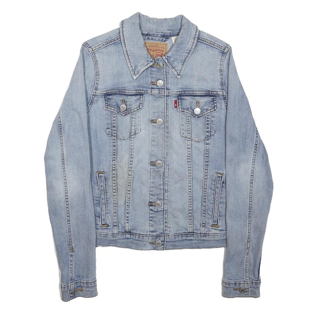 LEVI'S Womens Blue Denim Jacket L Cotton Plain Button Closure Chic Classic