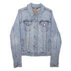 LEVI'S Womens Blue Denim Jacket L Cotton Plain Button Closure Chic Classic