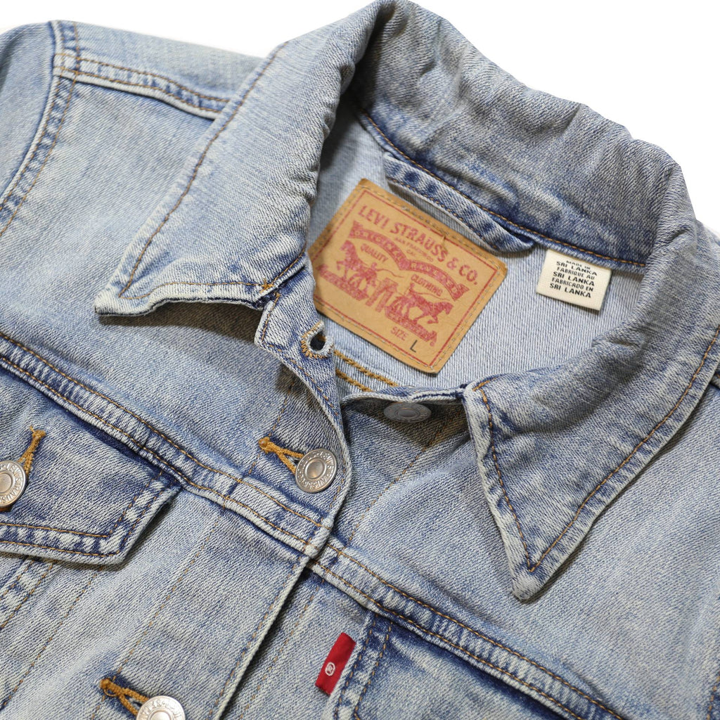 LEVI'S Womens Blue Denim Jacket L Cotton Plain Button Closure Chic Classic