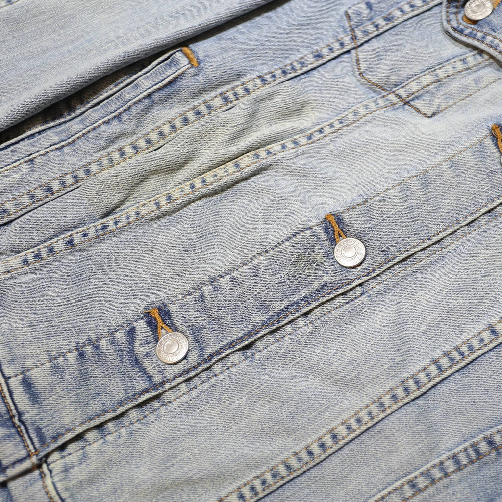 LEVI'S Womens Blue Denim Jacket L Cotton Plain Button Closure Chic Classic