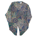 Womens Printed Blouse Grey Long Sleeve Crazy Pattern ONE SIZE