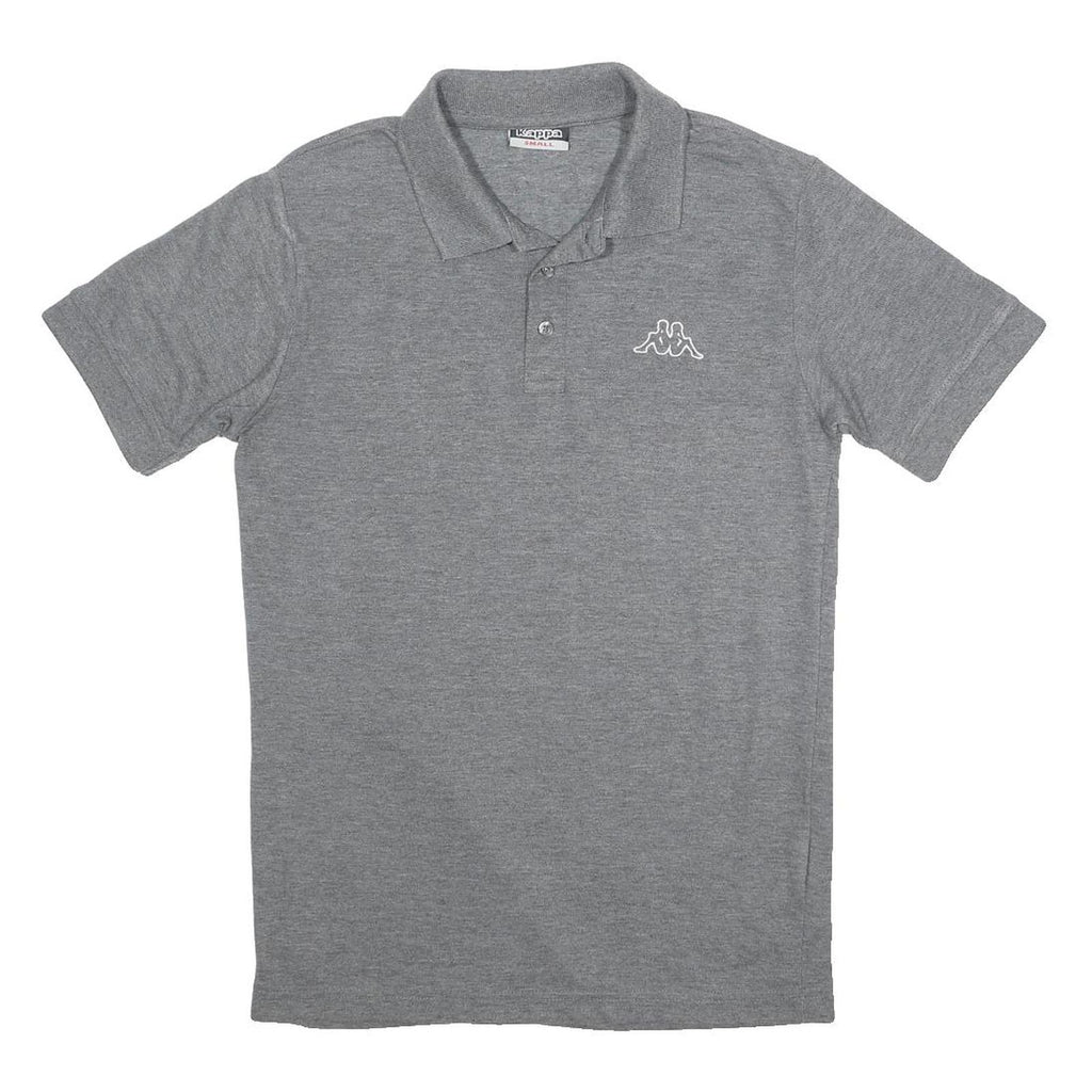 KAPPA Mens Grey Short Sleeve Plain Polo Shirt S Cotton Blend Casual