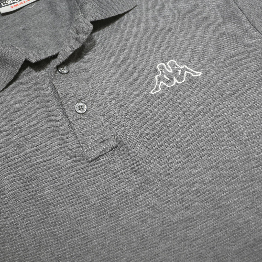 KAPPA Mens Grey Short Sleeve Plain Polo Shirt S Cotton Blend Casual