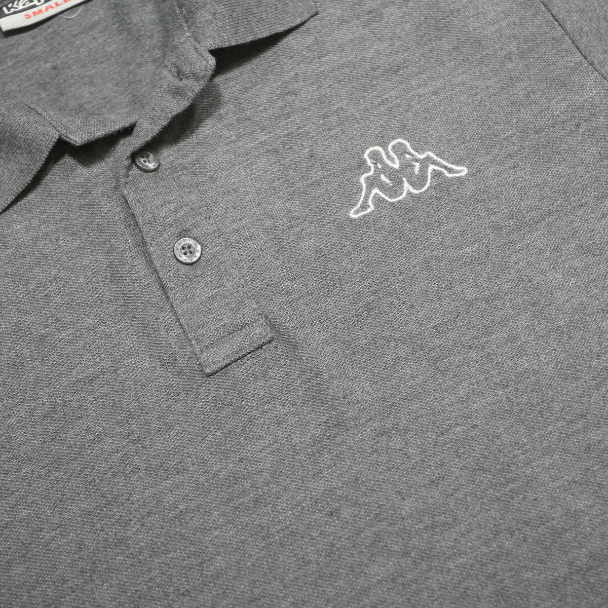 KAPPA Mens Grey Short Sleeve Plain Polo Shirt S Cotton Blend Casual