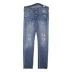 LEVI'S Mens Slim Blue Denim Light W32 L30 Distressed Jeans Zip Closure