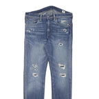 LEVI'S Mens Slim Blue Denim Light W32 L30 Distressed Jeans Zip Closure