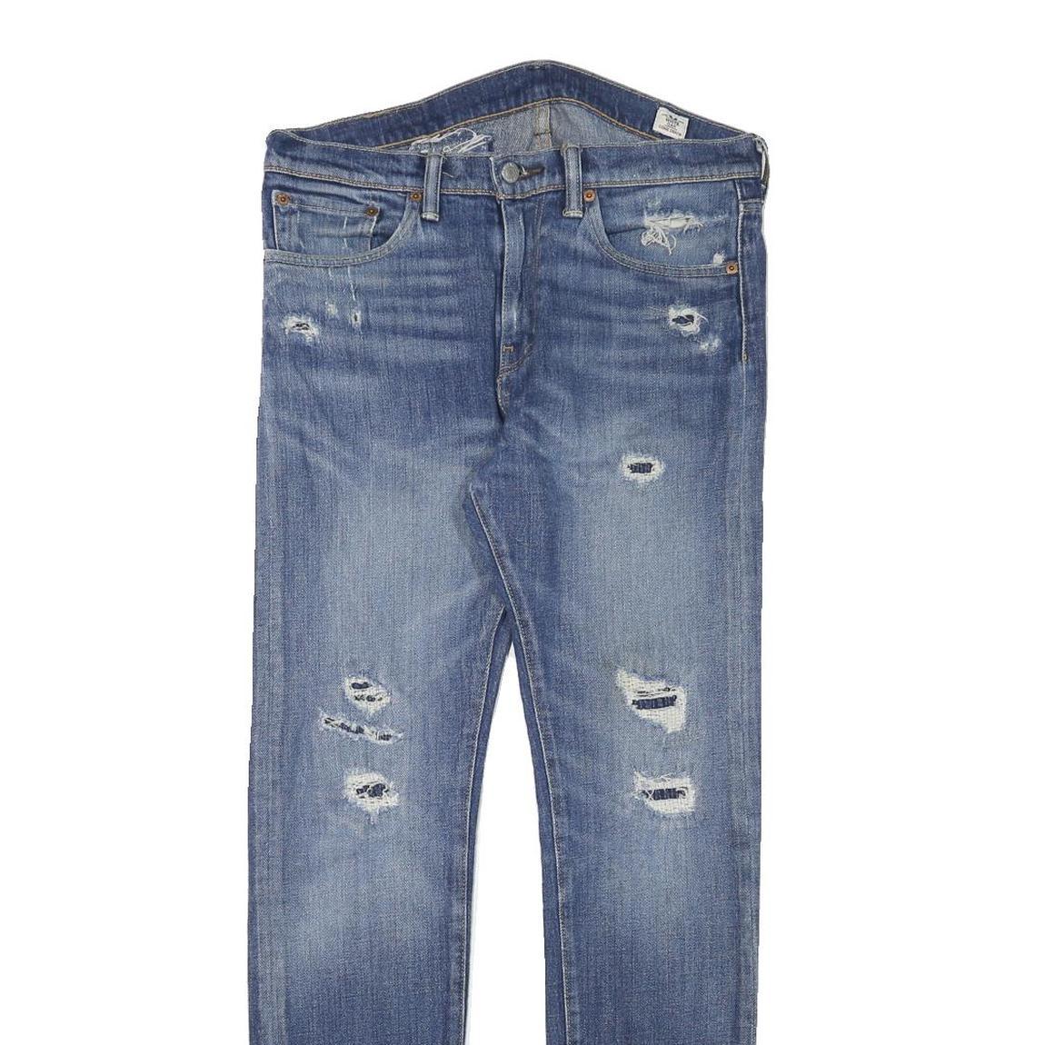 LEVI'S Mens Slim Blue Denim Light W32 L30 Distressed Jeans Zip Closure