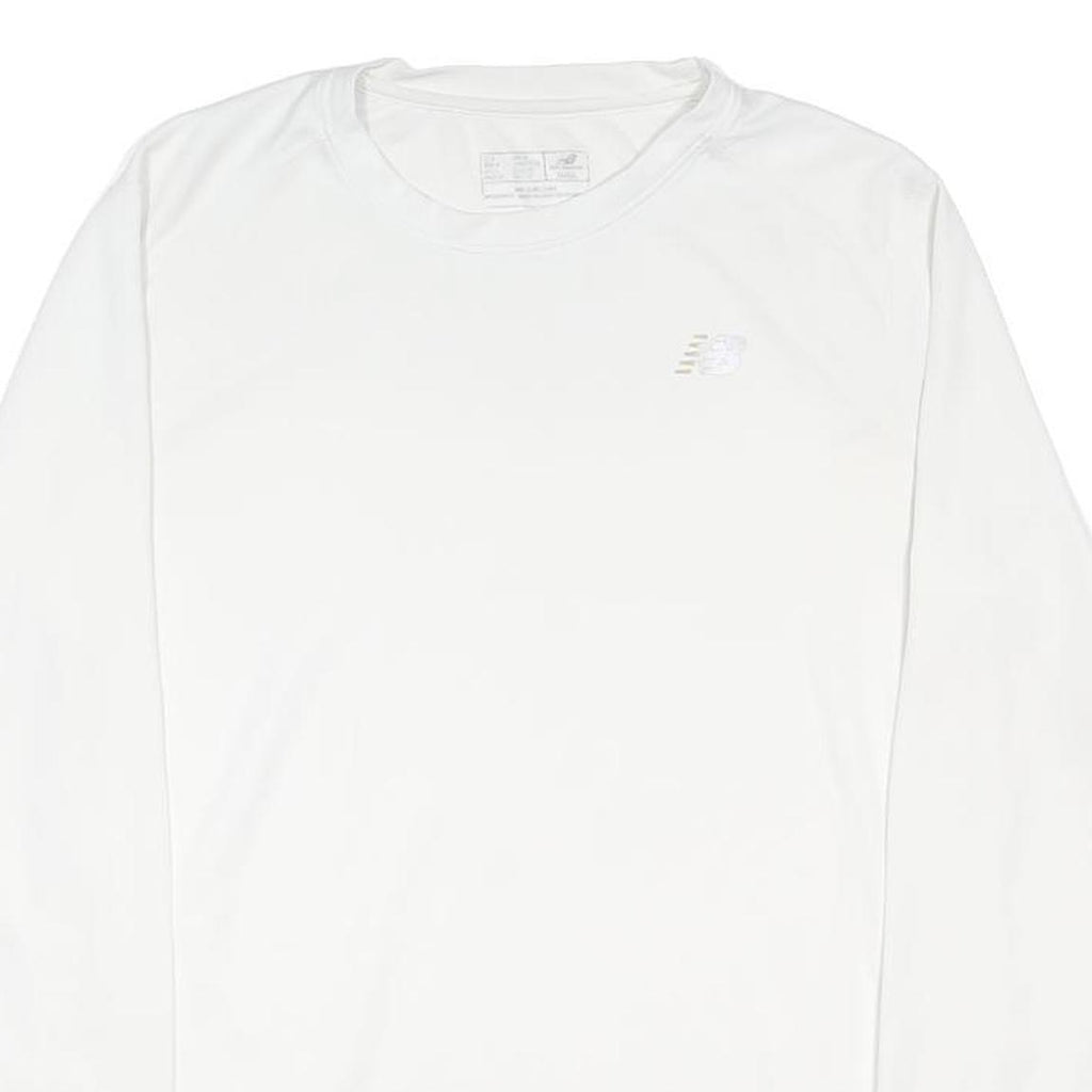 NEW BALANCE Mens White Long Sleeve Crew Neck T-Shirt S Lightweight Sportswear