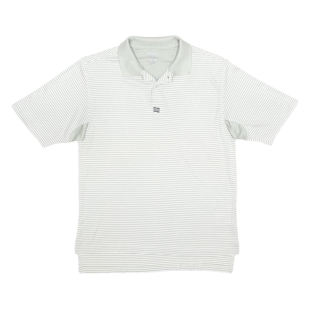 ADIDAS Mens White & Grey Striped Short Sleeve Polo Shirt M Performance Golf