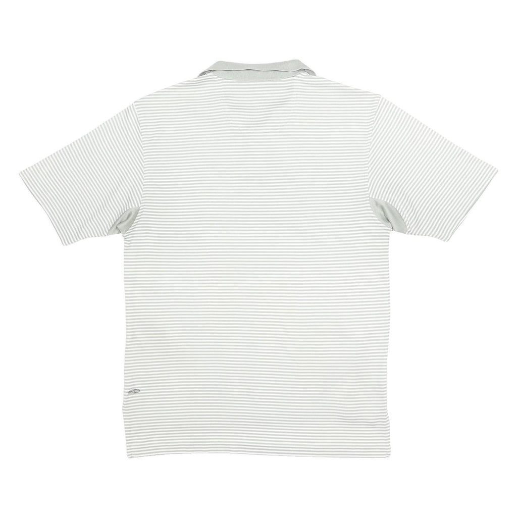 ADIDAS Mens White & Grey Striped Short Sleeve Polo Shirt M Performance Golf
